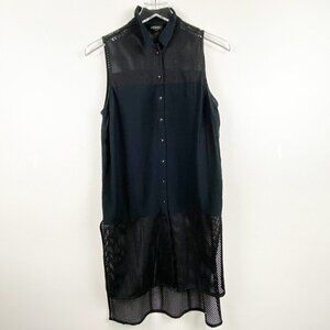 RIVER ISLAND | Long Black Sleeveless Button Up Tunic